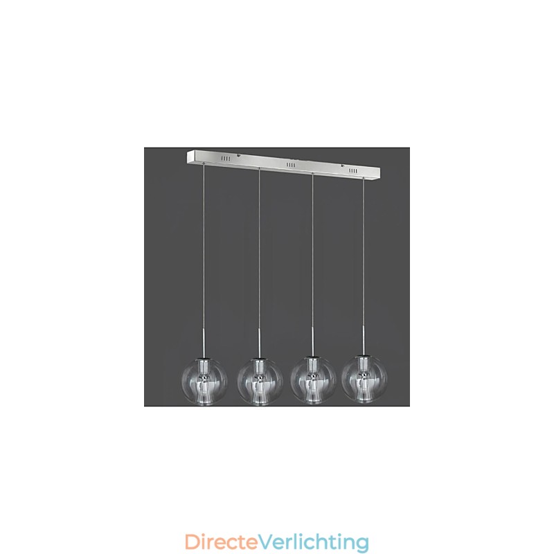 Moderne, eigentijdse, traditionele, klassieke, chromen metalen hanglamp voor kinderen met 4 lampen