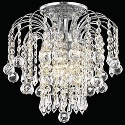 Moderne 4-lichts plafondlamp met kristallen kralen