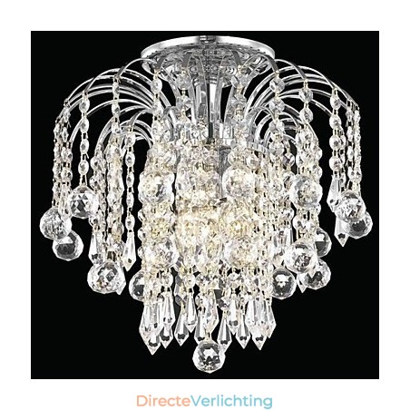 Moderne 4-lichts plafondlamp met kristallen kralen Moderne 4-lichts plafondlamp met kristallen kralen