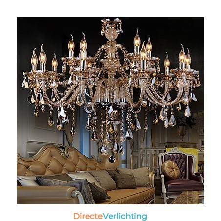 Kroonluchter Kristal Cognac Kleur Luxe Modern 2 Lagen Woonkamer 15 Lampen Kroonluchter Kristal Cognac Kleur Luxe Modern 2 Lagen Woonkamer 15 Lampen