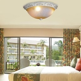 Witte inbouwlamp met lichtgeel wit glas, harspatroon, Europees klassiek