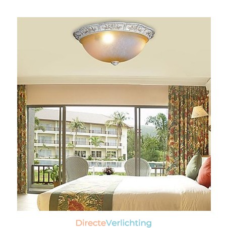 Witte inbouwlamp met lichtgeel wit glas, harspatroon, Europees klassiek Witte inbouwlamp met lichtgeel wit glas, harspatroon, Europees klassiek