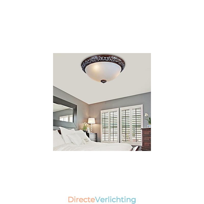 Inbouwlamp Glas Hars Zilver Snijwerk Europees Klassiek