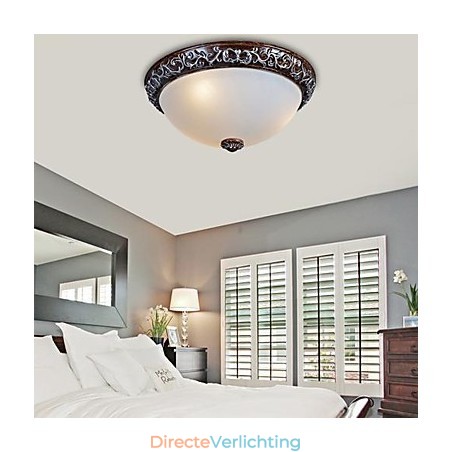 Inbouwlamp Glas Hars Zilver Snijwerk Europees Klassiek