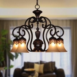 Vintage Country Island Schilderij Metalen Kroonluchter Flush Mount