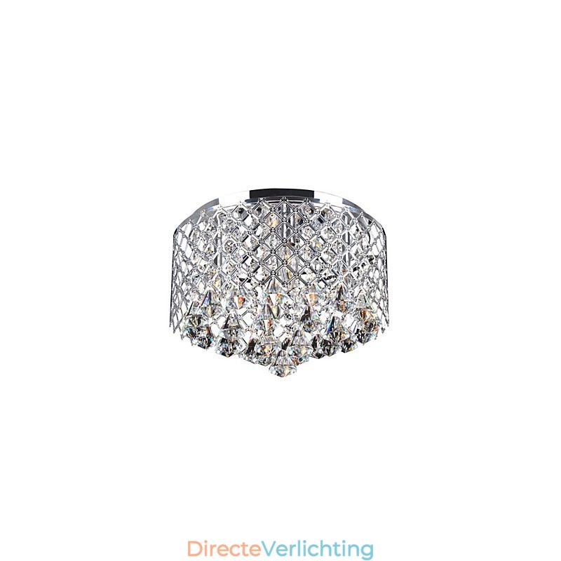 Moderne kristallen plafondlamp met 4 lampen en metalen kap
