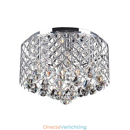 Moderne kristallen plafondlamp met 4 lampen en metalen kap Moderne kristallen plafondlamp met 4 lampen en metalen kap
