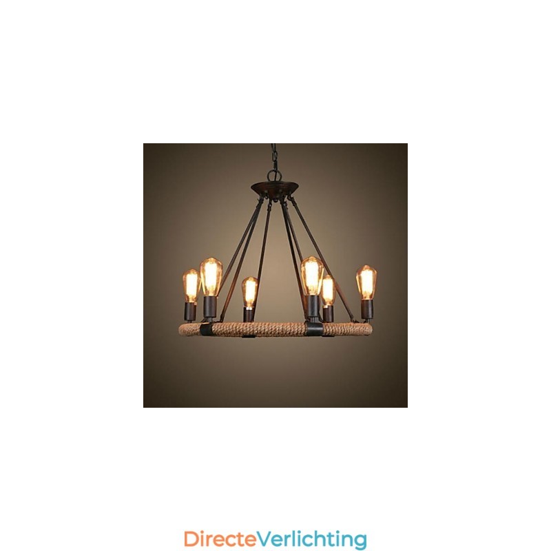 Traditionele klassieke rustieke lodge retro land vintage schilderij metalen hanglamp