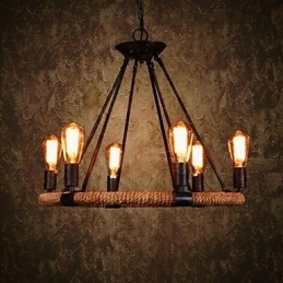 Traditionele klassieke rustieke lodge retro land vintage schilderij metalen hanglamp
