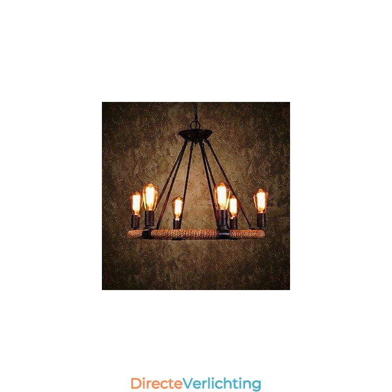 Traditionele klassieke rustieke lodge retro land vintage schilderij metalen hanglamp