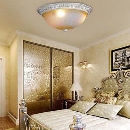 Witte inbouwlamp met lichtgeel wit glas, harspatroon, Europees klassiek