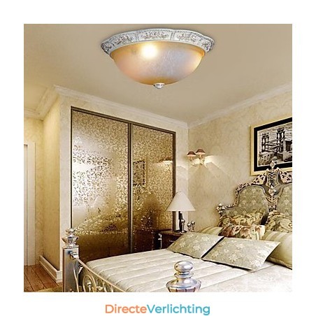 Witte inbouwlamp met lichtgeel wit glas, harspatroon, Europees klassiek Witte inbouwlamp met lichtgeel wit glas, harspatroon, Europees klassiek
