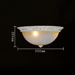 Witte inbouwlamp met lichtgeel wit glas, harspatroon, Europees klassiek