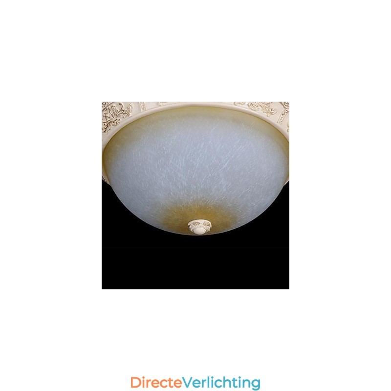 Witte inbouwlamp met lichtgeel wit glas, harspatroon, Europees klassiek