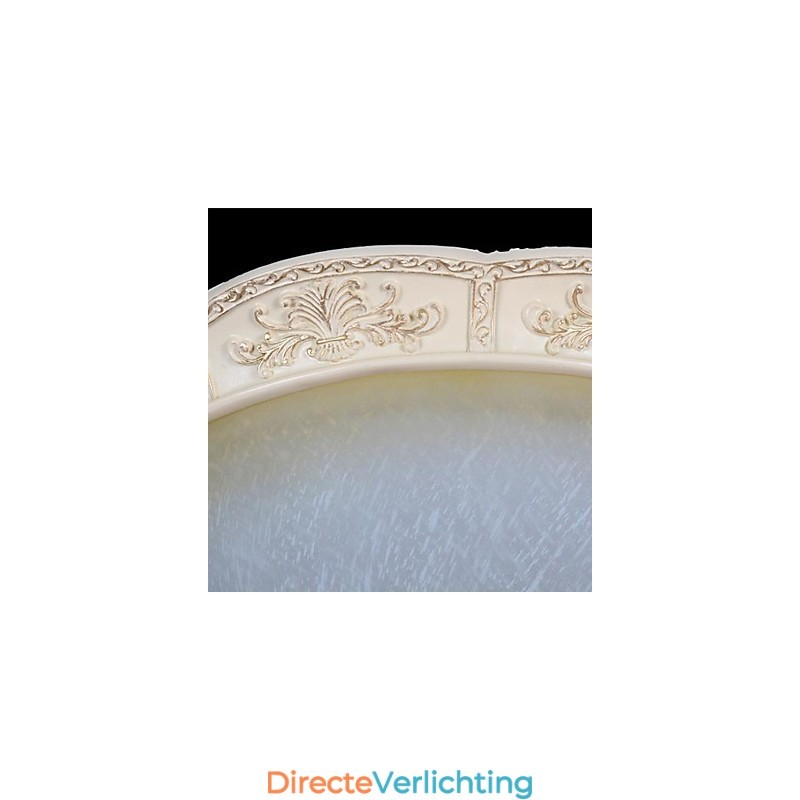 Witte inbouwlamp met lichtgeel wit glas, harspatroon, Europees klassiek