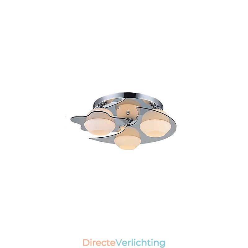 Moderne plafondlamp inbouw 3 lampen eigentijds metaal