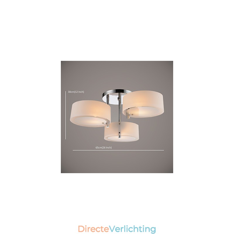 Moderne, eigentijdse plafondlamp met 3 lampen van metaal
