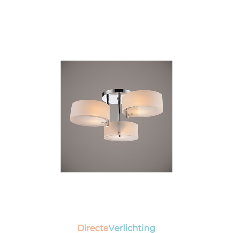 Moderne, eigentijdse plafondlamp met 3 lampen van metaal