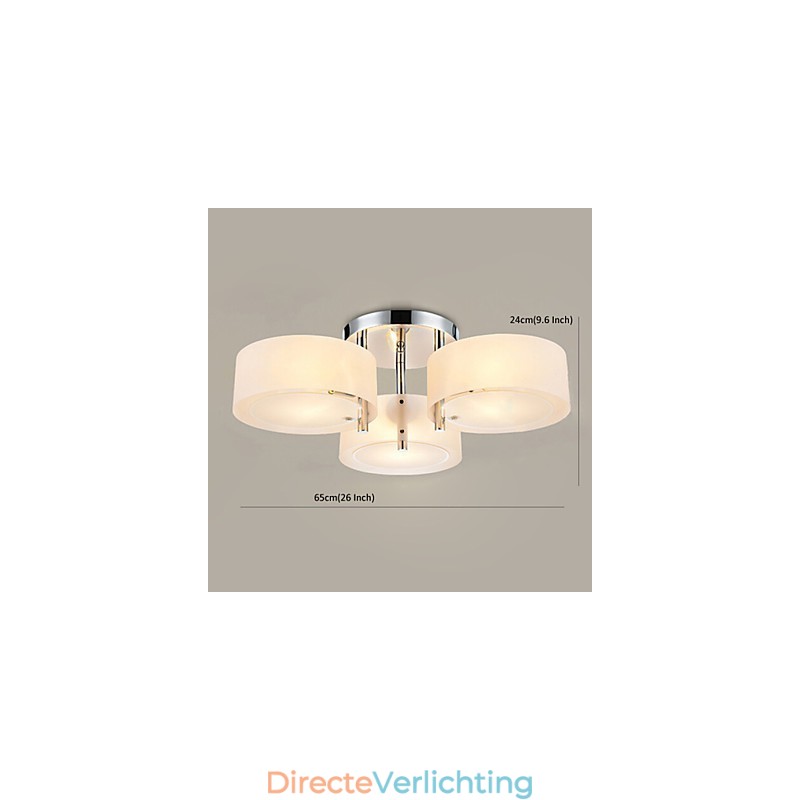 Moderne, eigentijdse plafondlamp met 3 lampen van metaal