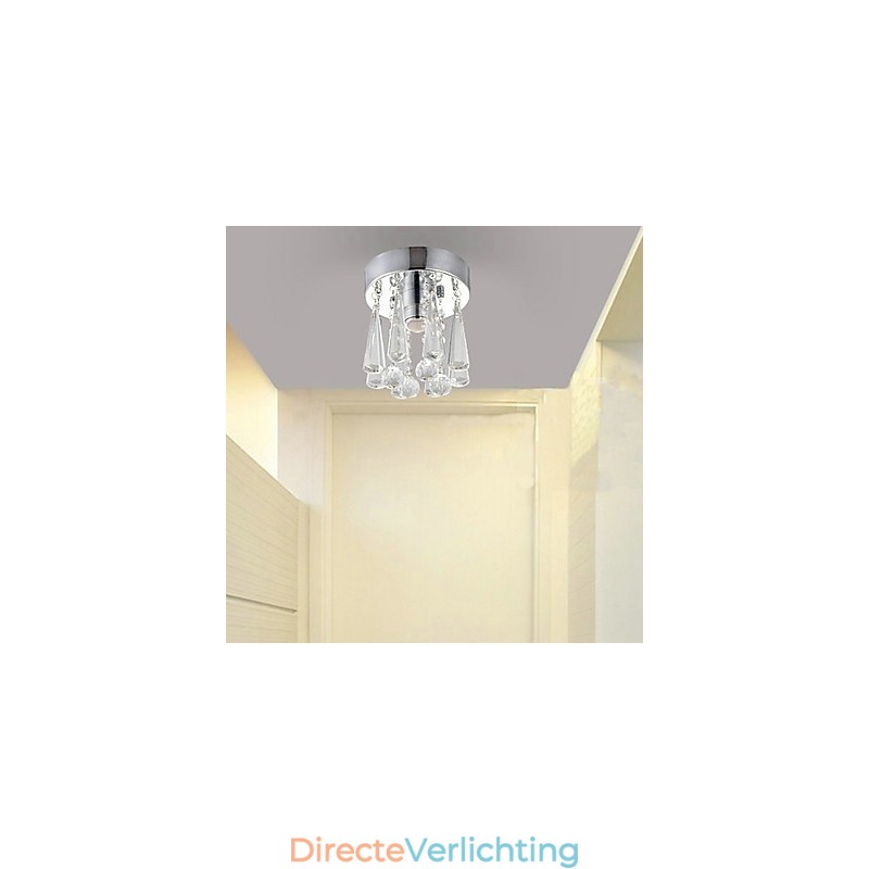 Moderne kristallen 1-lichts plafondlamp in kroonvorm