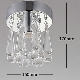Moderne kristallen 1-lichts plafondlamp in kroonvorm