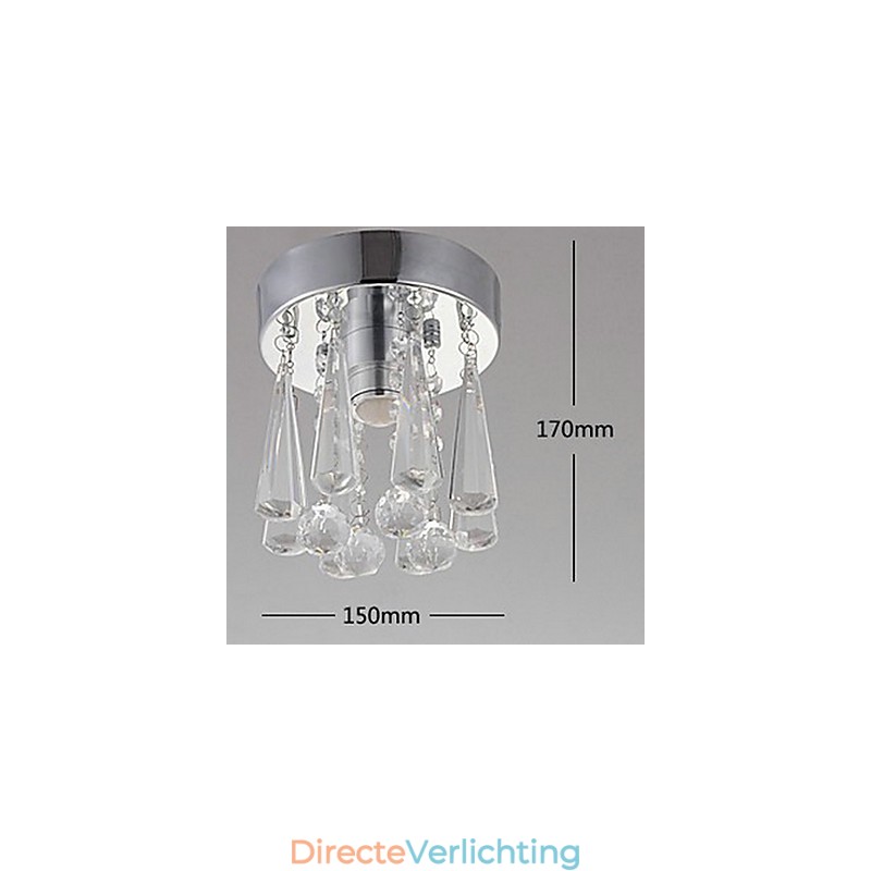 Moderne kristallen 1-lichts plafondlamp in kroonvorm