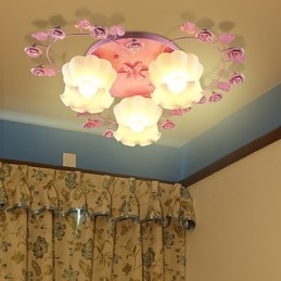 Creatieve Lamp Lamp Gecontracteerd Landelijk Zoet Roze Roos 3 Absorb Koepel Licht