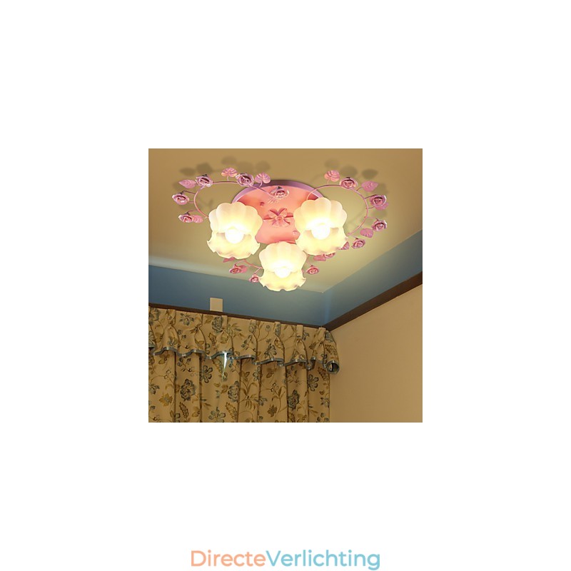 Creatieve Lamp Lamp Gecontracteerd Landelijk Zoet Roze Roos 3 Absorb Koepel Licht