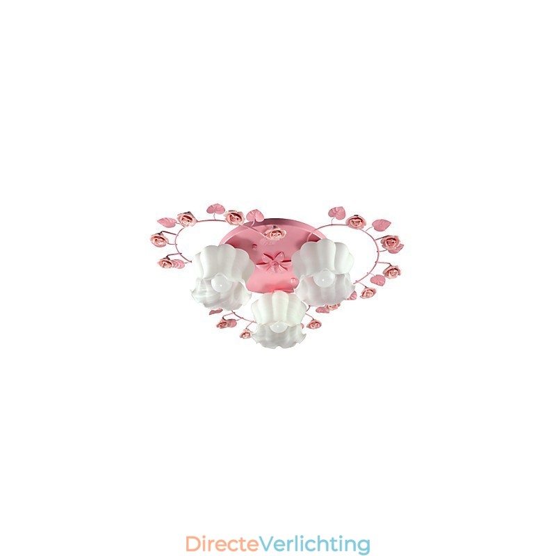 Creatieve Lamp Lamp Gecontracteerd Landelijk Zoet Roze Roos 3 Absorb Koepel Licht