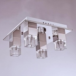 Plafondlampen 4-lichts kristal artistiek roestvrij staal plating