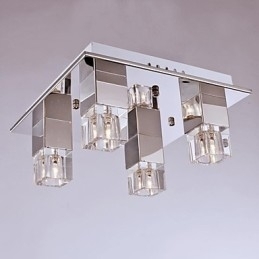 Plafondlampen 4-lichts kristal artistiek roestvrij staal plating