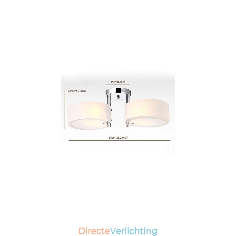 Moderne, eigentijdse plafondlamp met 2 lampen van metaal
