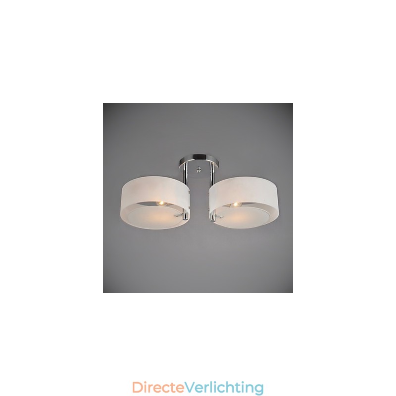 Moderne, eigentijdse plafondlamp met 2 lampen van metaal