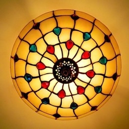30*19CM Europa Type Stijl Smeedijzer Pnd Staart Op Half Koepel Lichtgekleurde Glazen Zitlamp