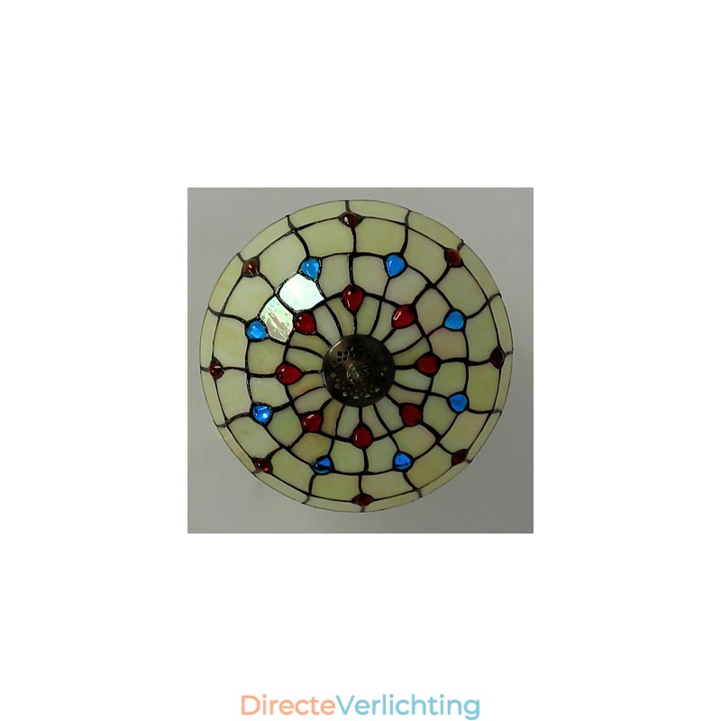30*19CM Europa Type Stijl Smeedijzer Pnd Staart Op Half Koepel Lichtgekleurde Glazen Zitlamp