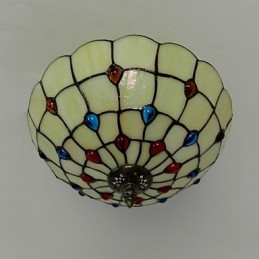 30*19CM Europa Type Stijl Smeedijzer Pnd Staart Op Half Koepel Lichtgekleurde Glazen Zitlamp