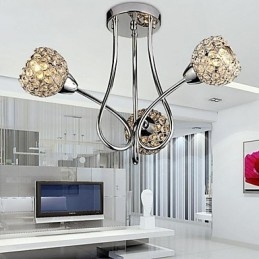 Moderne, eigentijdse, traditionele, klassieke, kristal-gegalvaniseerde metalen hanglamp, inbouw