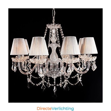 Kroonluchter Kristal Luxe Modern Wonen 8 Lampen met Stoffen Kap Kroonluchter Kristal Luxe Modern Wonen 8 Lampen met Stoffen Kap