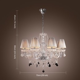 Kroonluchter Kristal Luxe Modern Wonen 8 Lampen met Stoffen Kap