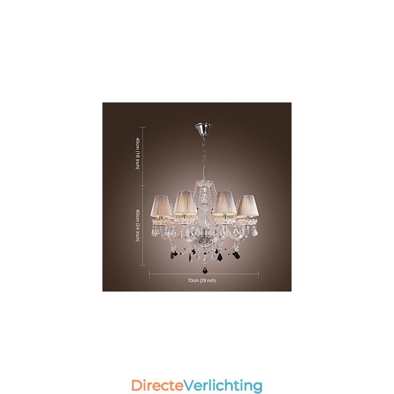 Kroonluchter Kristal Luxe Modern Wonen 8 Lampen met Stoffen Kap