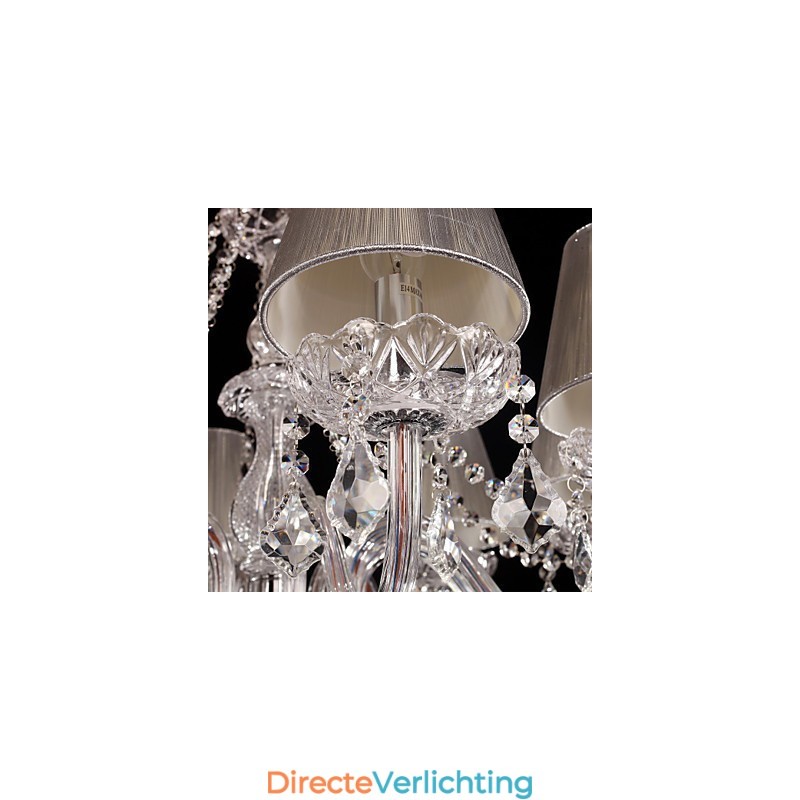 Kroonluchter Kristal Luxe Modern Wonen 8 Lampen met Stoffen Kap