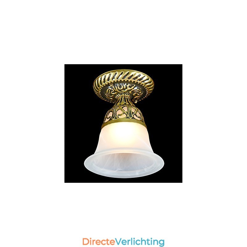 Bronzen plafondlamp Moire glas Europees klassiek