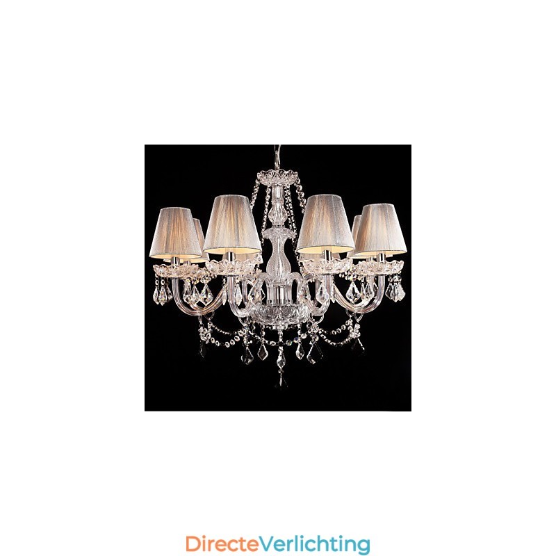 Kroonluchter Kristal Luxe Modern Wonen 8 Lampen met Stoffen Kap