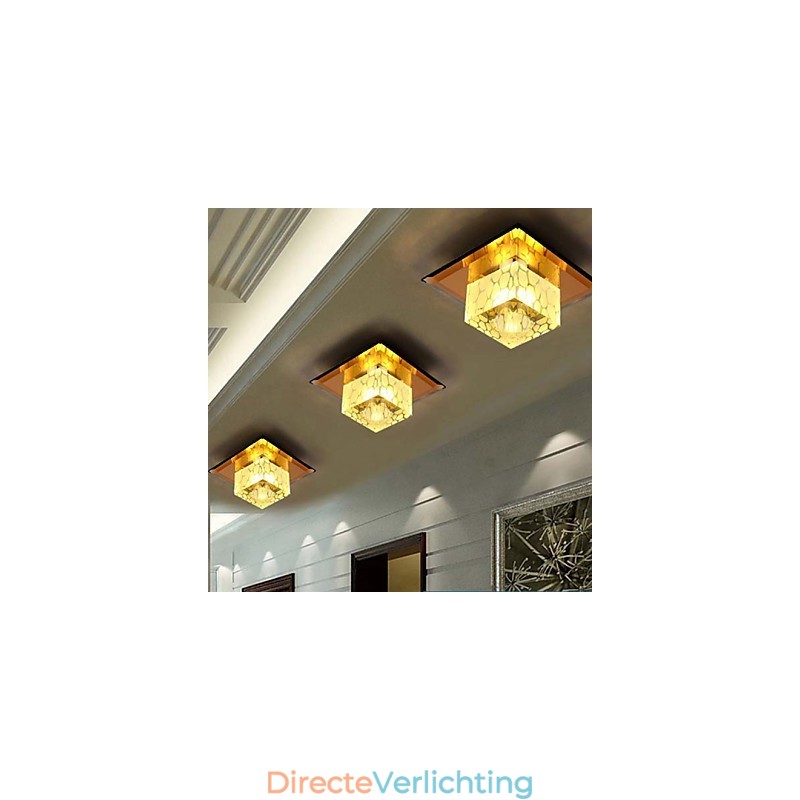 Mini Kristallen Plafondlamp Spotlight 3W Creatieve Lamp Buislamp Kleurrijke Kleur Vierkante Koepellamp