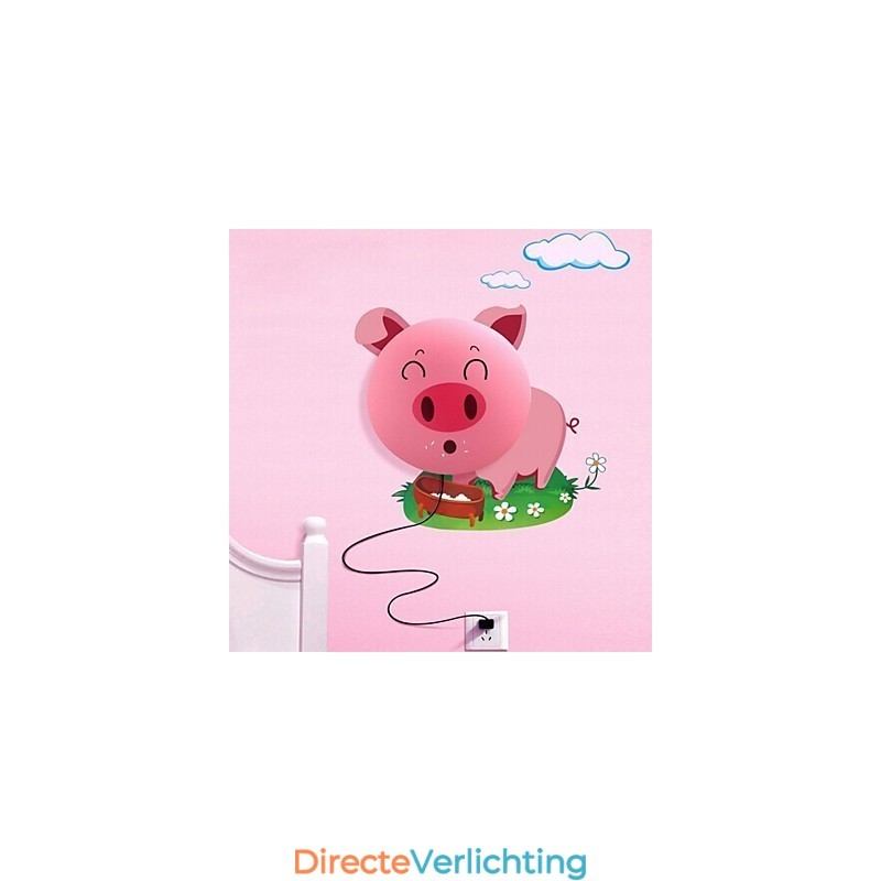 Behang Wandlampen Bloem Gezicht DIY Leuke Sfeer Nachtlampje Kinderen Bedlamp Decoratie Roze Varken