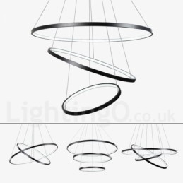Dimbare hanglamp met afstandsbediening, modern design, drie ringen