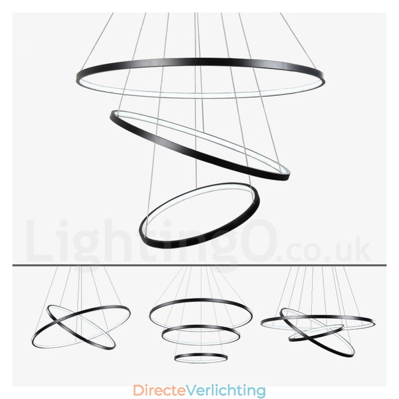 Dimbare hanglamp met afstandsbediening, modern design, drie ringen