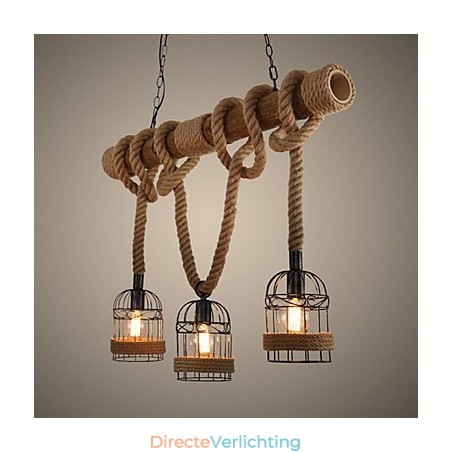 Amerikaanse Country Retro Bamboe Driekoppige Touw Kroonluchter Amerikaanse Country Retro Bamboe Driekoppige Touw Kroonluchter