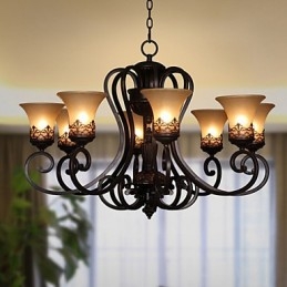 Kroonluchter Hanglamp 8 Lampen Vintage Landelijk Eiland Metaal+Glas