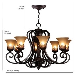 Kroonluchter Hanglamp 8 Lampen Vintage Landelijk Eiland Metaal+Glas
